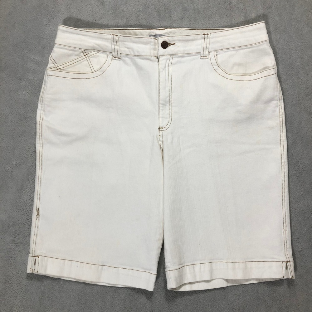 Chico's White Denim‎ Bermuda Shorts High Waist Casual Summer Womens Size 16
